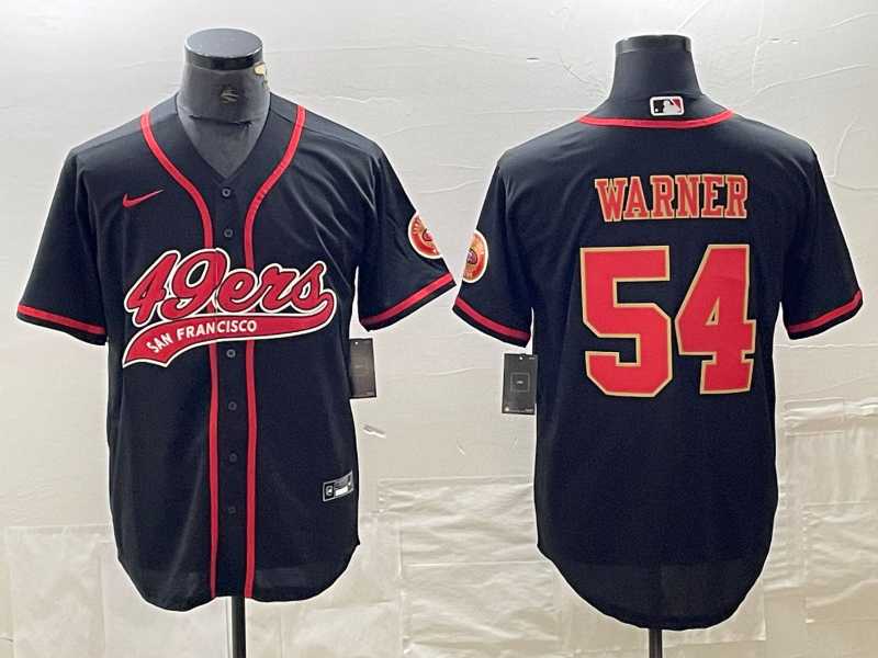 Men%27s San Francisco 49ers #54 Fred Warner Black Red With Patch Cool Base Stitched Baseball Jersey->san francisco 49ers->NFL Jersey